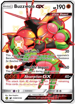 Buzzwole-GX — Hidden Fates Shiny Vault #SV68, 2019. Illustrated by 5ban Graphics.