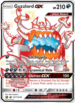 Guzzlord-GX — Hidden Fates Shiny Vault #SV71, 2019. Illustrated by 5ban Graphics.
