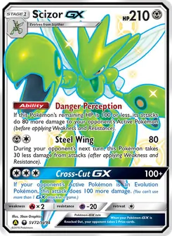 Scizor-GX — Hidden Fates Shiny Vault #SV72, 2019. Illustrated by 5ban Graphics.