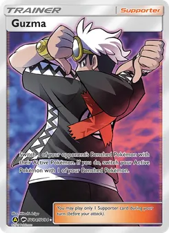 Guzma — Hidden Fates Shiny Vault #SV84, 2019. Illustrated by Hitoshi Ariga.