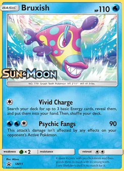 Bruxish — SM Black Star Promos #SM11, 2017. Illustrated by Mizue.