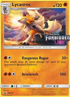 Lycanroc — SM Black Star Promos #SM118, 2017. Illustrated by sui.