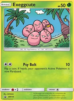 Exeggcute — SM Black Star Promos #SM119, 2017. Illustrated by OOYAMA.