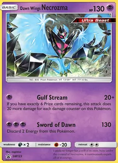 Dawn Wings Necrozma — SM Black Star Promos #SM123, 2017. Illustrated by nagimiso.