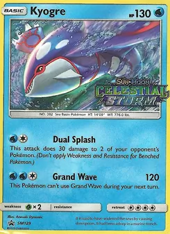 Kyogre — SM Black Star Promos #SM129, 2017. Illustrated by Anesaki Dynamic.