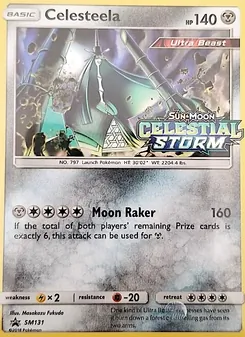 Celesteela — SM Black Star Promos #SM131, 2017. Illustrated by Masakazu Fukuda.