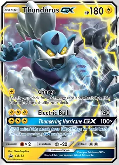 Thundurus GX — SM Black Star Promos #SM133, 2017. Illustrated by 5ban Graphics.