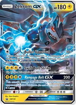 Zekrom GX — SM Black Star Promos #SM138, 2017. Illustrated by 5ban Graphics.