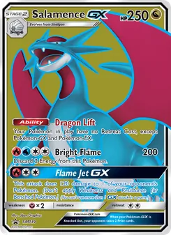 Salamence GX — SM Black Star Promos #SM139, 2017. Illustrated by 5ban Graphics.