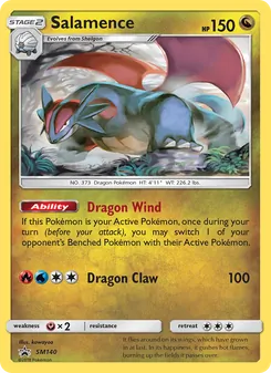 Salamence — SM Black Star Promos #SM140, 2017. Illustrated by kawayoo.