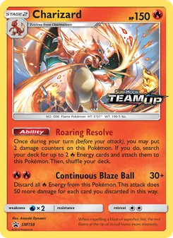 Charizard — SM Black Star Promos #SM158, 2017. Illustrated by Anesaki Dynamic.