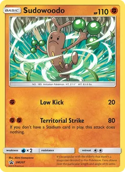 Sudowoodo — SM Black Star Promos #SM207, 2017. Illustrated by Akira Komayama.