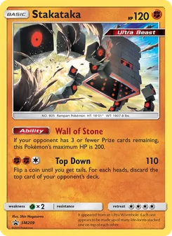 Stakataka — SM Black Star Promos #SM209, 2017. Illustrated by Shin Nagasawa.