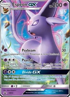 Espeon GX — SM Black Star Promos #SM35, 2017. Illustrated by 5ban Graphics.