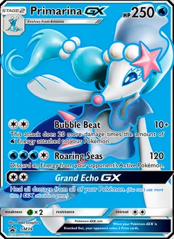 Primarina GX — SM Black Star Promos #SM39, 2017. Illustrated by 5ban Graphics.