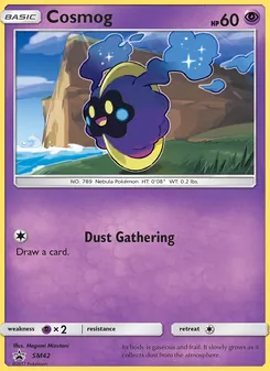 Cosmog — SM Black Star Promos #SM42, 2017. Illustrated by Megumi Mizutani.