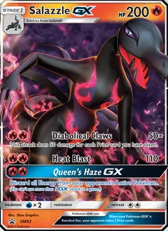 Salazzle GX — SM Black Star Promos #SM63, 2017. Illustrated by 5ban Graphics.