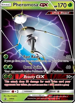Pheromosa GX — SM Black Star Promos #SM66, 2017. Illustrated by 5ban Graphics.