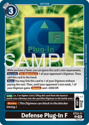 Defense Plug-In F, Digimon card ST22-11
