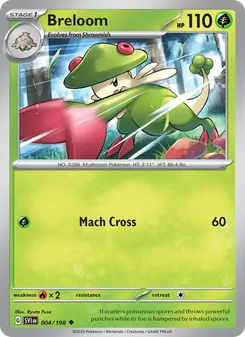 Breloom — Scarlet & Violet #004, 2023. Illustrated by Ryuta Fuse.