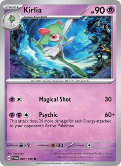 Kirlia — Scarlet & Violet #085, 2023. Illustrated by kawayoo.