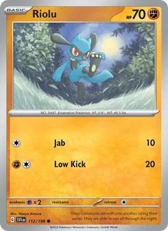 Riolu — Scarlet & Violet #112, 2023. Illustrated by Naoyo Kimura.
