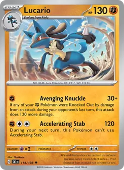 Lucario — Scarlet & Violet #114, 2023. Illustrated by Nurikabe.