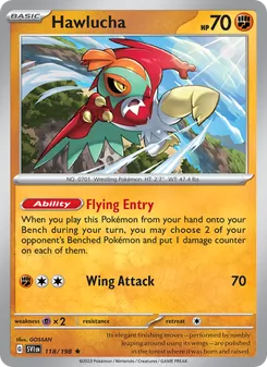 Hawlucha — Scarlet & Violet #118, 2023. Illustrated by GOSSAN.