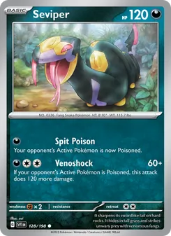 Seviper — Scarlet & Violet #128, 2023. Illustrated by sui.