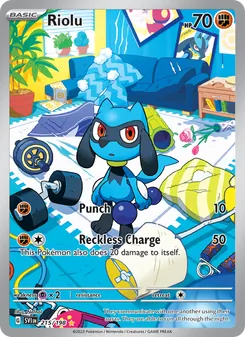 Riolu — Scarlet & Violet #215, 2023. Illustrated by Nelnal.