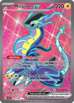 Miraidon ex — Scarlet & Violet #227, 2023. Illustrated by 5ban Graphics.
