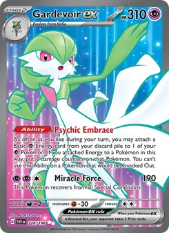 Gardevoir ex — Scarlet & Violet #228, 2023. Illustrated by N-DESIGN Inc..