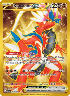 Koraidon ex — Scarlet & Violet #254, 2023. Illustrated by aky CG Works.