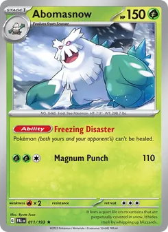 Abomasnow — Paldea Evolved #011, 2023. Illustrated by Ryuta Fuse.