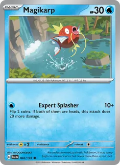 Magikarp — Paldea Evolved #042, 2023. Illustrated by HYOGONOSUKE.