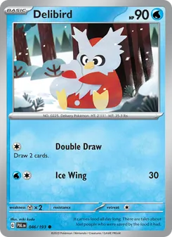 Delibird — Paldea Evolved #046, 2023. Illustrated by miki kudo.