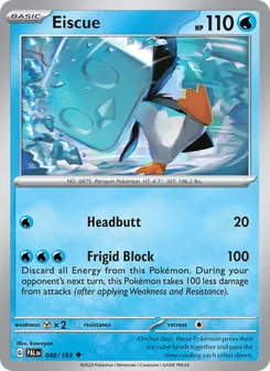 Eiscue — Paldea Evolved #048, 2023. Illustrated by kawayoo.
