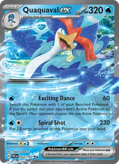 Quaquaval ex — Paldea Evolved #052, 2023. Illustrated by 5ban Graphics.