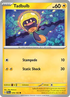 Tadbulb — Paldea Evolved #078, 2023. Illustrated by Tika Matsuno.