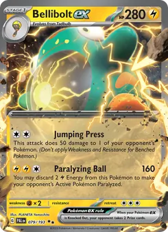 Bellibolt ex — Paldea Evolved #079, 2023. Illustrated by PLANETA Yamashita.
