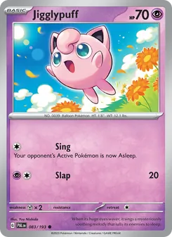 Jigglypuff — Paldea Evolved #083, 2023. Illustrated by Yuu Nishida.