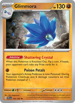 Glimmora — Paldea Evolved #126, 2023. Illustrated by Shin Nagasawa.