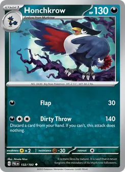 Honchkrow — Paldea Evolved #132, 2023. Illustrated by Nisota Niso.