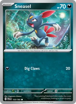 Sneasel — Paldea Evolved #133, 2023. Illustrated by Kagemaru Himeno.