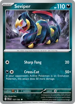 Seviper — Paldea Evolved #137, 2023. Illustrated by Nisota Niso.