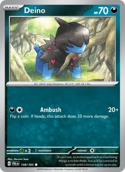Deino — Paldea Evolved #138, 2023. Illustrated by Narumi Sato.