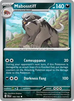 Mabosstiff — Paldea Evolved #143, 2023. Illustrated by Souichirou Gunjima.