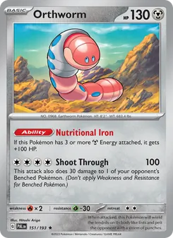 Orthworm — Paldea Evolved #151, 2023. Illustrated by Hitoshi Ariga.