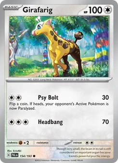 Girafarig — Paldea Evolved #154, 2023. Illustrated by kirisAki.