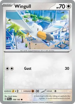Wingull — Paldea Evolved #158, 2023. Illustrated by Kouki Saitou.